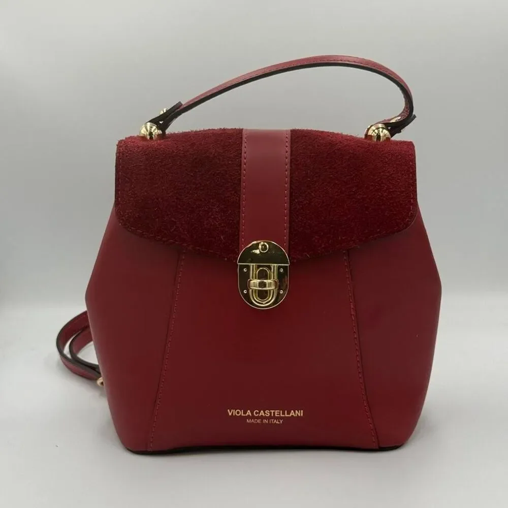 Viola Castellani Burgundy Suede and Leather Covertable Bag